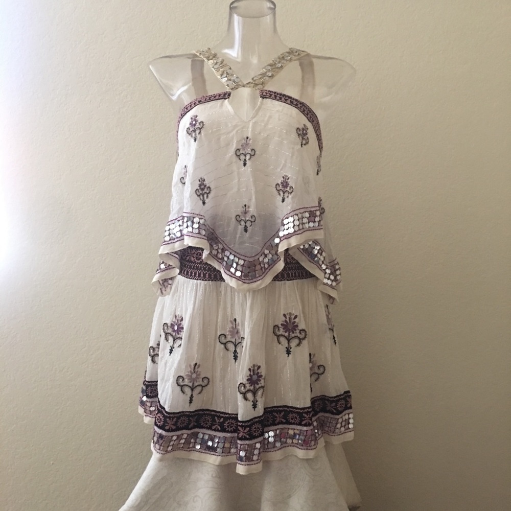 Short Embroidered Dress with Sequins